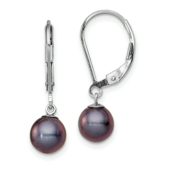 Primal Silver Sterling Silver Rhodium-plated 6-7mm Black Freshwater Cultured Pearl Leverback Earrings