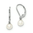 thumbnail image 1 of Primal Silver Sterling Silver Rhodium-plated 6-7mm White Freshwater Cultured Pearl Leverback Earrings, 1 of 5