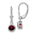 thumbnail image 1 of Primal Silver Sterling Silver Rhodium-plated 6mm Round Garnet Leverback Earrings, 1 of 4