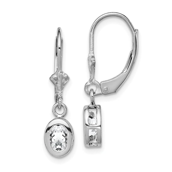 Primal Silver Sterling Silver Rhodium-plated 6x4mm Oval Cubic Zirconia Leverback Earrings