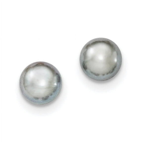 Primal Silver Sterling Silver Rhodium-plated 8-9mm Grey Freshwater Cultured Button Pearl Stud Earrings