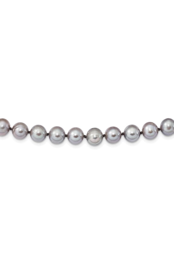 Sterling Silver Rhodium-plated 8-9mm Grey Freshwater Cultured Pearl Necklace