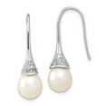 thumbnail image 1 of Primal Silver Sterling Silver Rhodium-plated 9-10mm Rice Freshwater Cultured Pearl Cubic Zirconia Dangle Earrings, 1 of 5