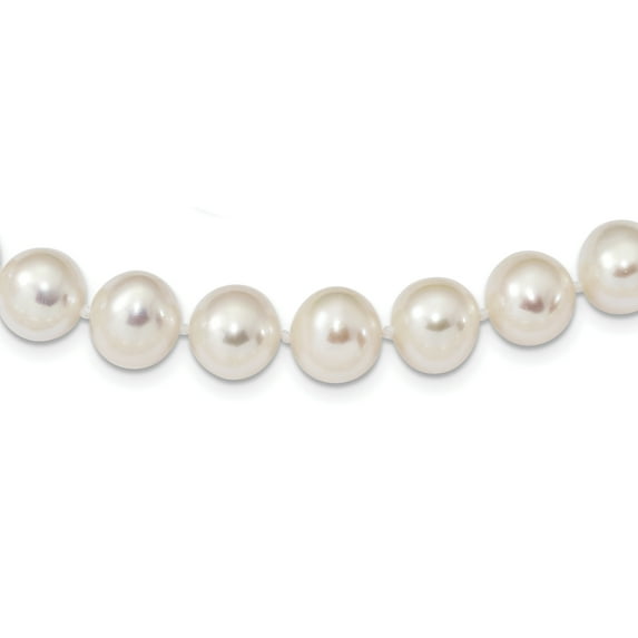 Primal Silver Sterling Silver Rhodium-plated 9-10mm White Freshwater Cultured Pearl Necklace