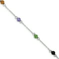 thumbnail image 1 of Primal Silver Sterling Silver Rhodium-plated 9-inch Polished Multi-color Jade Anklet, 1 of 4