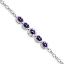 Primal Silver Sterling Silver Rhodium-plated Amethyst 8 Inch Bracelet