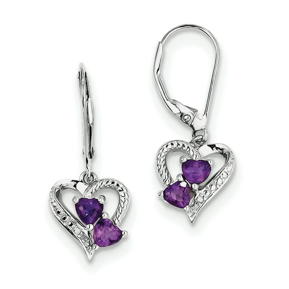 Primal Silver Sterling Silver Rhodium-plated Amethyst Diamond Earrings