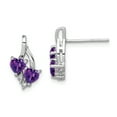 thumbnail image 1 of Primal Silver Sterling Silver Rhodium-plated Amethyst Diamond Earrings, 1 of 4