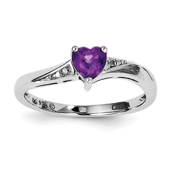Primal Silver Sterling Silver Rhodium-plated Amethyst Diamond Ring