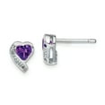 thumbnail image 1 of Primal Silver Sterling Silver Rhodium-plated Amethyst and Diamond Heart Earrings, 1 of 4