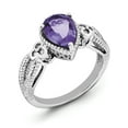 thumbnail image 1 of Primal Silver Sterling Silver Rhodium-plated Amethyst and Diamond Ring, 1 of 4