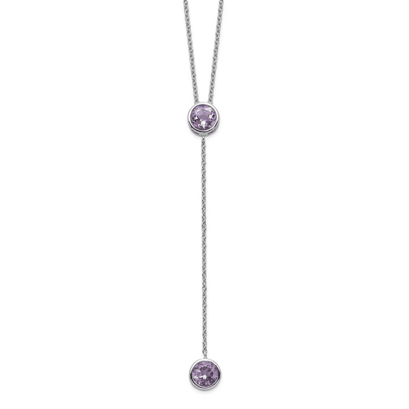 Primal Silver Sterling Silver Rhodium-plated Amethyst with 2-inch Extension Y-Necklace
