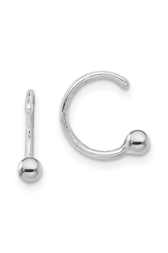 Sterling Silver Rhodium-plated Ball Ear Cuffs