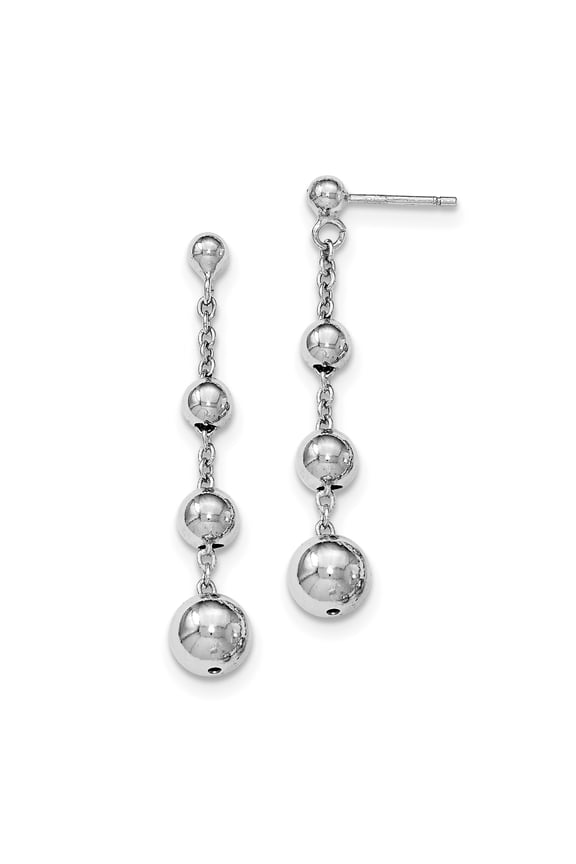 Sterling Silver Rhodium-plated Beaded Post Dangle Earrings
