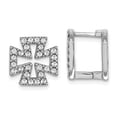 thumbnail image 1 of Primal Silver Sterling Silver Rhodium-plated Black Enamel Cross Crystal Hinged Reversible Earrings, 1 of 4
