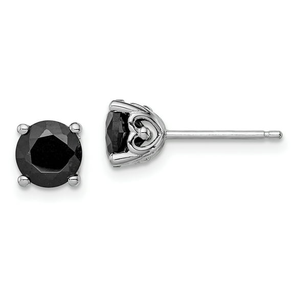 Primal Silver Sterling Silver Rhodium-plated Black Sapphire Post Earrings