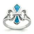 thumbnail image 1 of Primal Silver Sterling Silver Rhodium-plated Blue Inlay Lab Created Opal Fleur De Lis Ring, 1 of 6