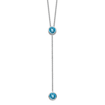 Primal Silver Sterling Silver Rhodium-plated Blue Topaz with 2-inch Extension Y-Necklace
