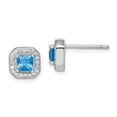 thumbnail image 1 of Primal Silver Sterling Silver Rhodium-plated Blue and Clear Cubic Zirconia Post Earrings, 1 of 5