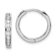 thumbnail image 1 of Primal Silver Sterling Silver Rhodium-plated CZ 3x16mm Hinged Hoop Earrings, 1 of 5