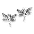 thumbnail image 1 of Primal Silver Sterling Silver Rhodium-plated CZ Dragonfly Post Earrings, 1 of 2