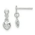 thumbnail image 1 of Primal Silver Sterling Silver Rhodium-plated CZ Heart Dangle Post Earrings, 1 of 4