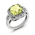 thumbnail image 1 of Primal Silver Sterling Silver Rhodium-plated Checker-cut Lemon Quartz and Diamond Ring, 1 of 4