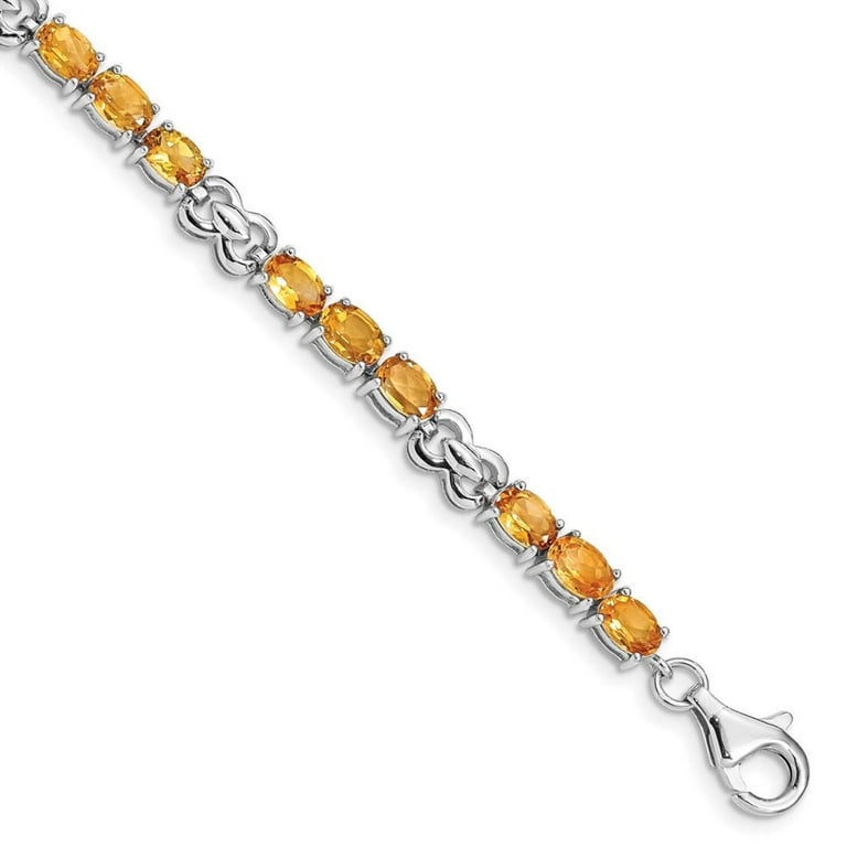 Primal Silver Sterling Silver Rhodium-plated Citrine Bracelet