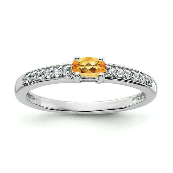 Primal Silver Sterling Silver Rhodium-plated Citrine and White Topaz Ring