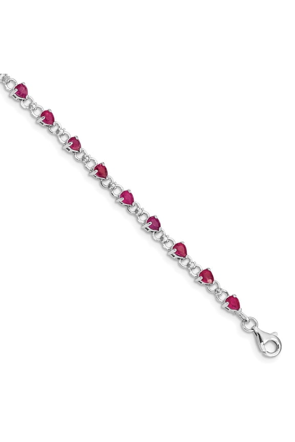 Sterling Silver Rhodium-plated Composite Ruby and Diamond Bracelet