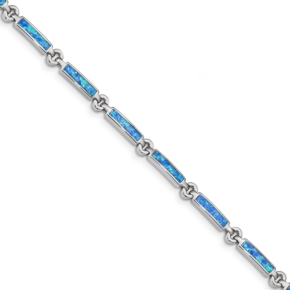 Primal Silver Sterling Silver Rhodium-plated Created Opal Bars Bracelet