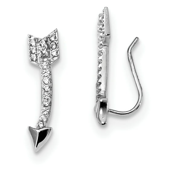 Primal Silver Sterling Silver Rhodium-plated Cubic Zirconia Arrow Ear Climber Earrings