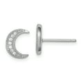 thumbnail image 1 of Primal Silver Sterling Silver Rhodium-plated Cubic Zirconia Crescent Moon Post Earrings, 1 of 4