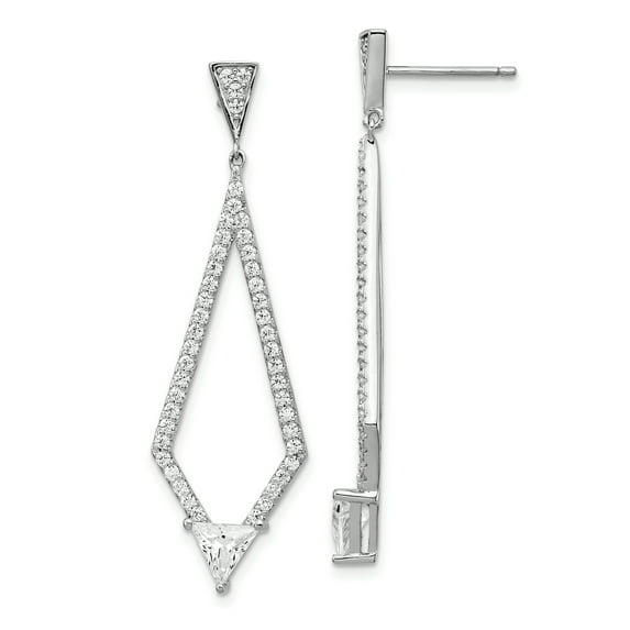 Primal Silver Sterling Silver Rhodium-plated Cubic Zirconia Dangle Post Earrings
