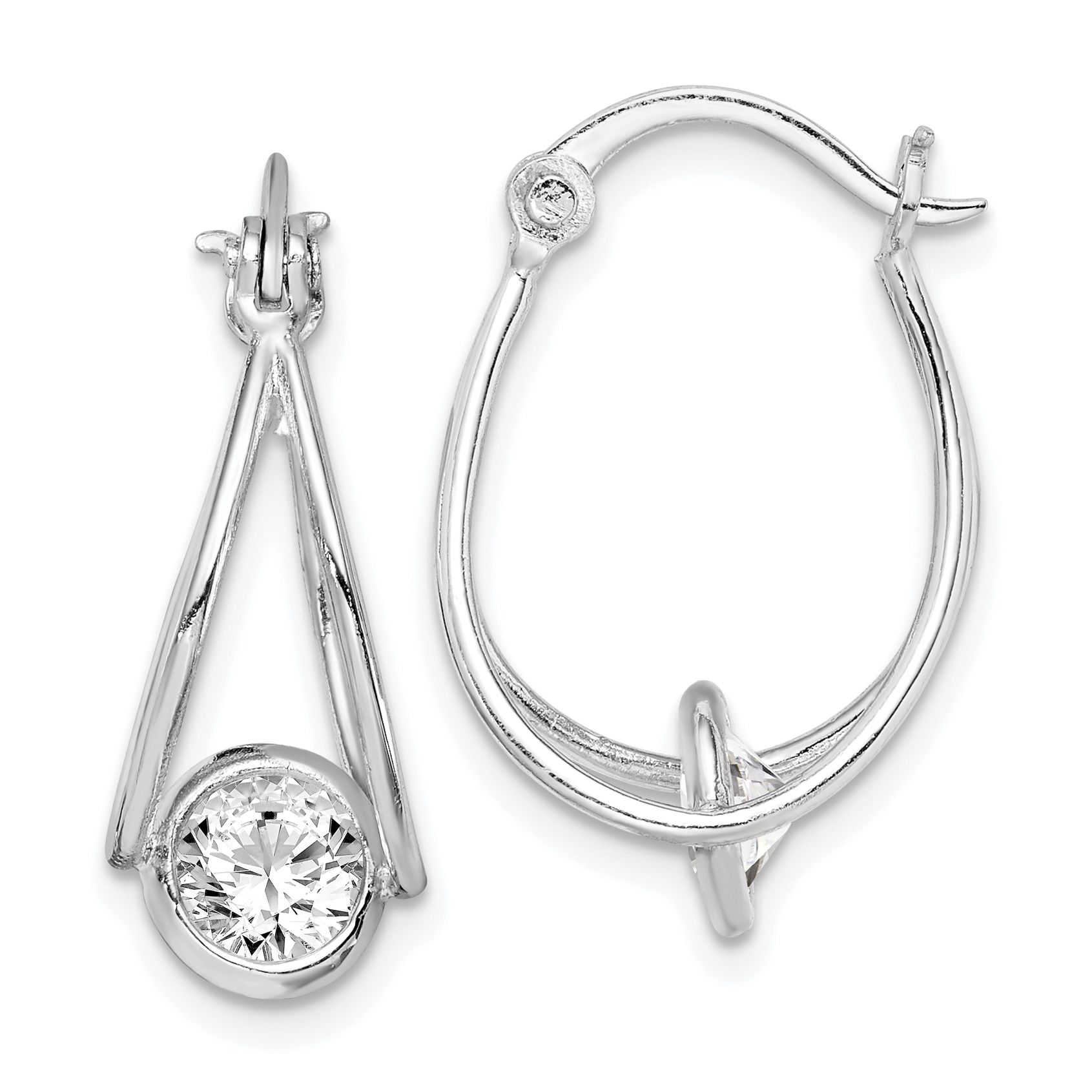 Primal Silver Sterling Silver Rhodium-plated Cubic Zirconia Double Hoop Earrings - image 1 of 5