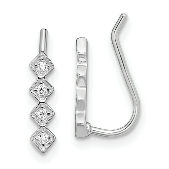 Primal Silver Sterling Silver Rhodium-plated Cubic Zirconia Ear Climber Earrings