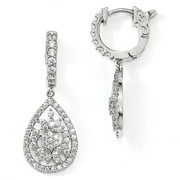 Primal Silver Sterling Silver Rhodium-plated Cubic Zirconia Hinged Hoop Dangle Earrings