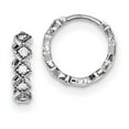 thumbnail image 1 of Primal Silver Sterling Silver Rhodium-plated Cubic Zirconia Hinged Hoop Earrings, 1 of 5