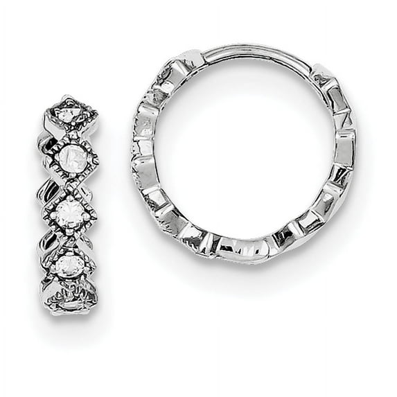 Primal Silver Sterling Silver Rhodium-plated Cubic Zirconia Hinged Hoop Earrings