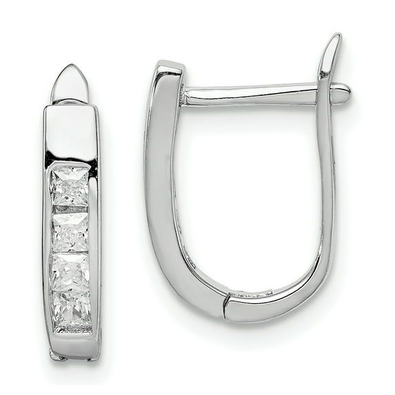 Primal Silver Sterling Silver Rhodium-plated Cubic Zirconia Hinged Hoop Earrings