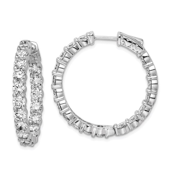 Primal Silver Sterling Silver Rhodium-plated Cubic Zirconia In and Out Hinged Hoop Earrings