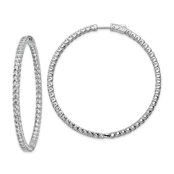 Primal Silver Sterling Silver Rhodium-plated Cubic Zirconia In and Out Hinged Hoop Earrings