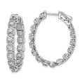 thumbnail image 1 of Primal Silver Sterling Silver Rhodium-plated Cubic Zirconia In and Out Oval Hoop Earrings, 1 of 4
