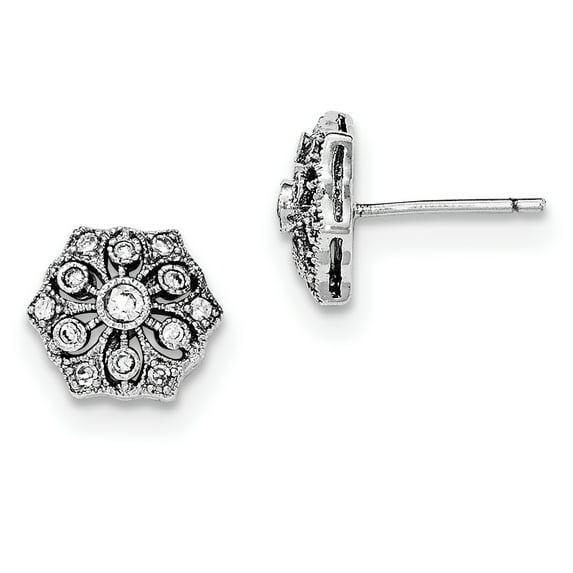 Primal Silver Sterling Silver Rhodium-plated Cubic Zirconia Post Earrings
