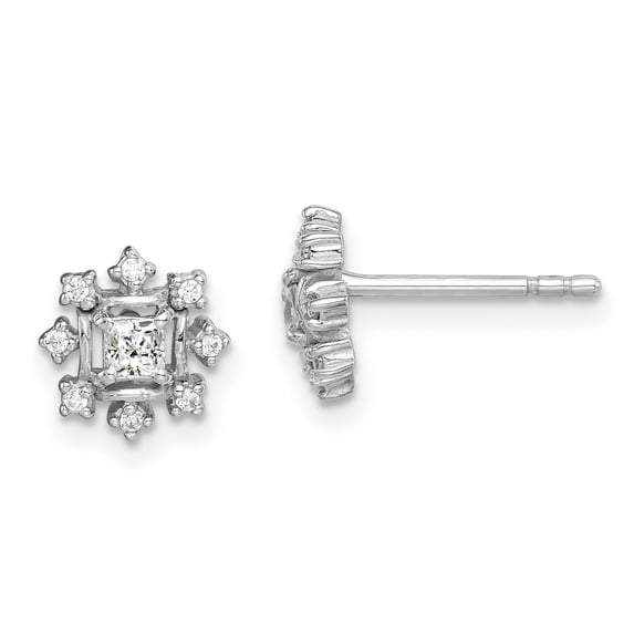 Primal Silver Sterling Silver Rhodium-plated Cubic Zirconia Snowflake Post Earrings