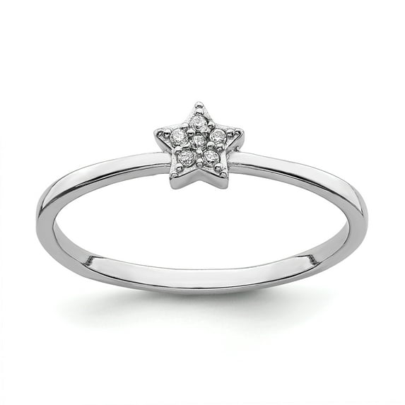 Primal Silver Sterling Silver Rhodium-plated Cubic Zirconia Star Ring