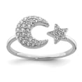 thumbnail image 1 of Primal Silver Sterling Silver Rhodium-plated Cubic Zirconia Star and Moon Ring, 1 of 4