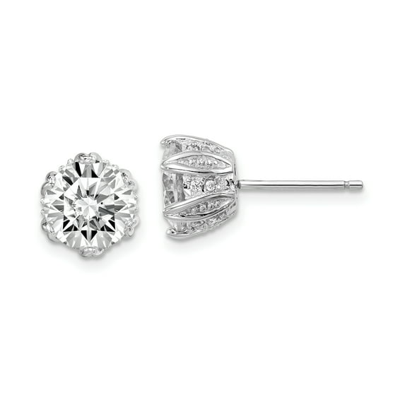 Primal Silver Sterling Silver Rhodium-plated Cubic Zirconia Stud Earrings