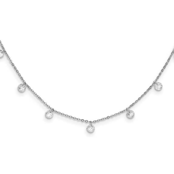 Primal Silver Sterling Silver Rhodium-plated Cubic Zirconia with 1-inch Extension Necklace