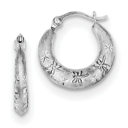 Primal Silver Sterling Silver Rhodium-plated Diamond Cut Hoop Earrings